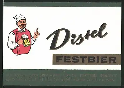 Getränkeetikett Distel Festbier, Distel-Brauerei Ernst Bauer KG, Distelhausen