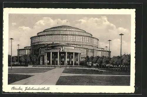 AK Breslau, Wegpartie an der Jahrhunderthalle