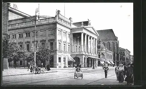 AK Breslau, Schweidnitzer Strasse mit Stadtheater