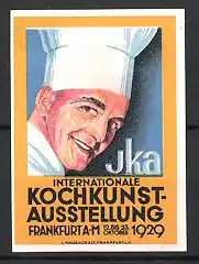 Reklamemarke Frankfurt / Main, IKA Int. Kochkunst-Ausstellung 1929, Koch