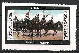 Reklamemarke Militär Holland, Kavallerie, Husaren zu Pferd