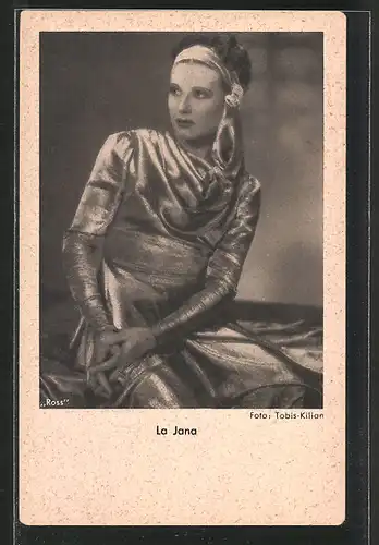 AK Portrait der Schauspielerin La Jana in eleganter Robe