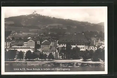AK Linz, Neue Schule in Urfahr mit Pöstlingberg