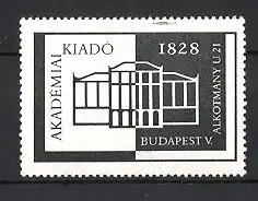 Reklamemarke Budapest, Akademiai Kiado 1828, Alokotmany U. 21