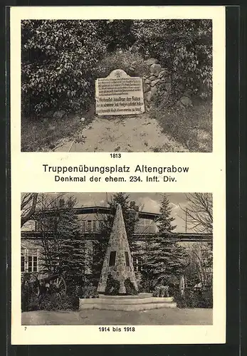 AK Altengrabow, Truppenübungsplatz, Denkmal der ehem. 234 Inft. Div.