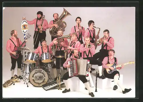 AK Musiker der Band "Original Bürgstadter Musikanten" mit Instrumenten posierend