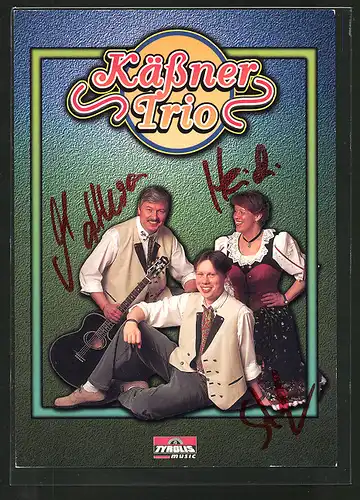 AK Musiker der Band "Kässner Trio" in Tracht, Autogramme