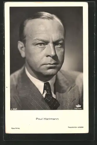 AK Portrait des Schauspielers Paul Hartmann in Anzug und Krawatte