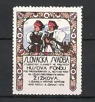 Reklamemarke Zizkov, Slovacka Svadba, Husova Fondu 1913, Frauen in Tracht