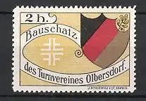 Reklamemarke Olbersdorf, Turnverein Bauschatz, Wimpel Deutschland, Wappen Turnerbund
