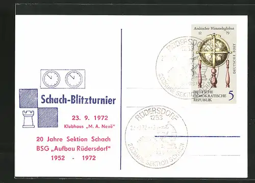 AK Rüdersdorf, 20 Jahre Sektion Schach BSG Aufbau Rüdersdorf 1952-1972, Schach-Blitzturnier