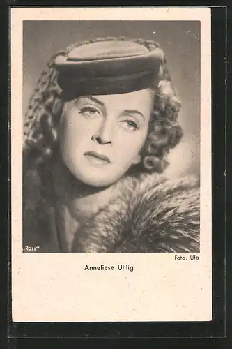 AK Schauspielerin Anneliese Uhlig mit Hut