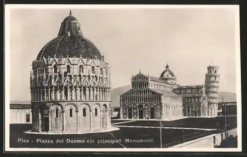 AK Pisa, Piazza del Duomo coi principali Monumenti, der schiefe Turm von Pisa