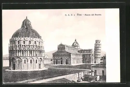 AK Pisa, Piazza del Duomo, Domplatz mit dem schiefen Turm von Pisa