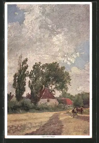 Künstler-AK Wohlgemuth & Lissner, Primus-Postkarte No. 1174: Sommertage, ländliches Idyll
