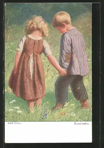 Künstler-AK Wohlgemuth & Lissner, Primus-Postkarte No. 3051: Kameraden, blonde Kinder