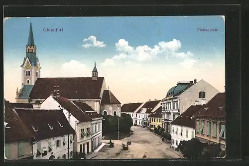 AK Gleisdorf, Florianplatz aus der Vogelschau