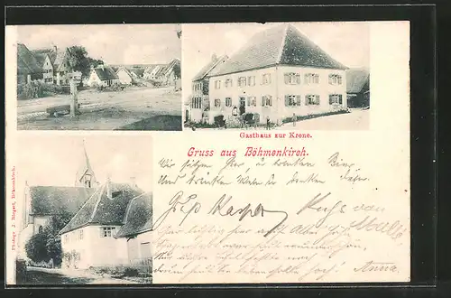 AK Böhmenkirch, Gasthaus zur Krone, Kirche, Ortspartie