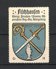 Reklamemarke Fischhausen, Wappen, Königreich Preussen, Provinz Ostpreussen, Regierungs-Bezirk Königsberg