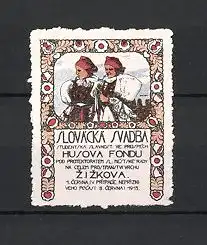 Reklamemarke Zizkova, Slovacka Svadba 1913, Husova Fondu, Hochzeitspaar in Tracht