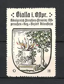 Reklamemarke Bialla, Wappen, Königreich Preussen, Provinz Ostpreussen, Regierungs-Bezirk Allenstein