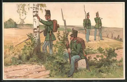 AK Sächs. 4. Infanterie-Regiment No. 103, Doppelposten 1850, Tschako
