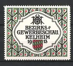 Reklamemarke Kelheim, Bezirks-Gewerbeschau 1913, Messelogo und Wappen