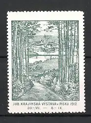 Reklamemarke Pisku, Jub. Krajinská Výstava v Pisku 1912, Ortsansicht