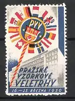 Reklamemarke Prag, Vzorkove Veletrhy 1930, Messelogo und internationale Flaggen