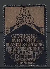 Reklamemarke Krefeld, Gewerbe-und Industrie-Kunstausstellung 1911, Messelogo