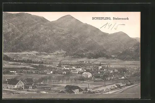 AK Scheifling, Ortsansicht mit Blick auf Berge