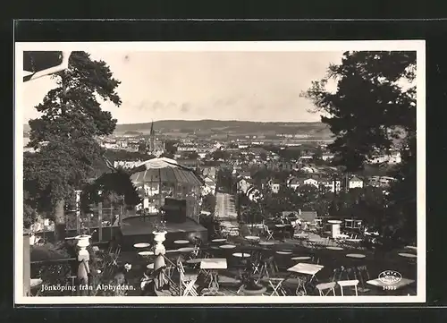 AK Jönköping, fran Alphyddan, Aussicht von einer Cafe-Terrasse