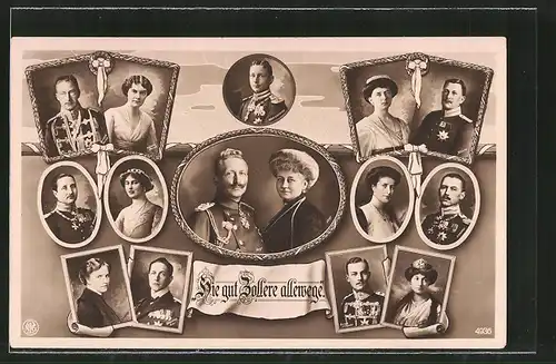 AK Kaiser Wilhelm II. von Hohenzollern und die Kaiserfamilie