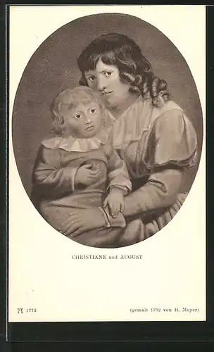 AK Goethes Familile: Christiane von Vulpius mit ihrem Sohn August von Goethe