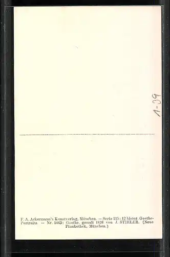 AK München, Neue Pinakothek, Goethe mit Brief, gemalt von J. Stieler