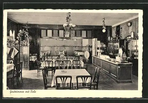 AK Neupetershain, Hotel Franz Krause, Gastzimmer mit Diele, Innenansicht