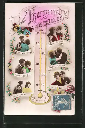 AK Le Thermometre de l'Amour, Liebesthermometer, Liebespaare