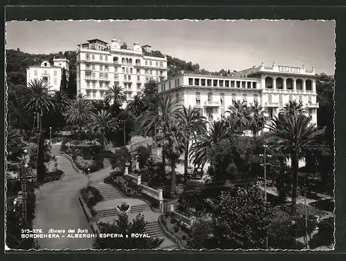 AK Bordighera, Alberghi Esperia e Royal, Motiv zweier Hotels