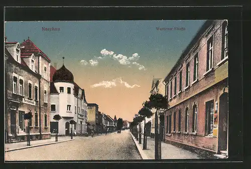 AK Nerchau, Wurzener Strasse mit Vereinsbank