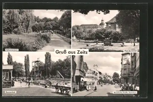 AK Zeitz, Platz der Einheit, Wendische Strasse und Sommerbad