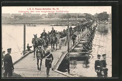 AK I. K. S. Pionier-Bataillon No. 12, Übergang über eine kriegsmässige Schiffbrücke