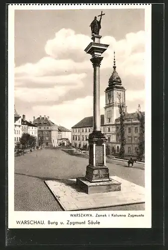 AK Warschau-Warszawa, Burg und Zygmunt-Säule, Zamek i Kolumna Zygmunta