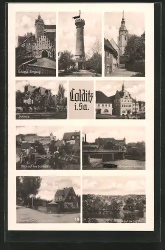 AK Colditz, Schloss-Eingang, Schloss, Kirchgässchen