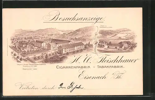 Lithographie Eisenach, Cigarren- und Tabakfabrik H. W. Fleischhauer, Ankündigung eines Vertreters