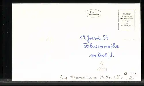 Foto-AK Ach, Fahnenweihe 14.06.1953