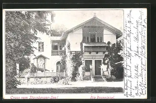 AK Feldafing, Casino auf der Roseninsel, Starnberger See