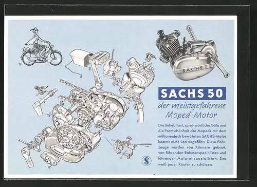 AK Reklame für Sachs 50 Moped-Motor, Motorrad