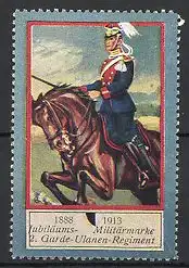 Reklamemarke Militär-Preussen, 2. Garde Ulanen Regiment, Kavallerist zu Pferd, 1888-1913