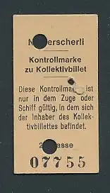 Fahrkarte Niederscherli, Kontrollmarke zu Kollektivbillet