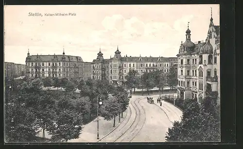 AK Stettin, Kaiser Wilhelm-Platz aus der Vogelschau